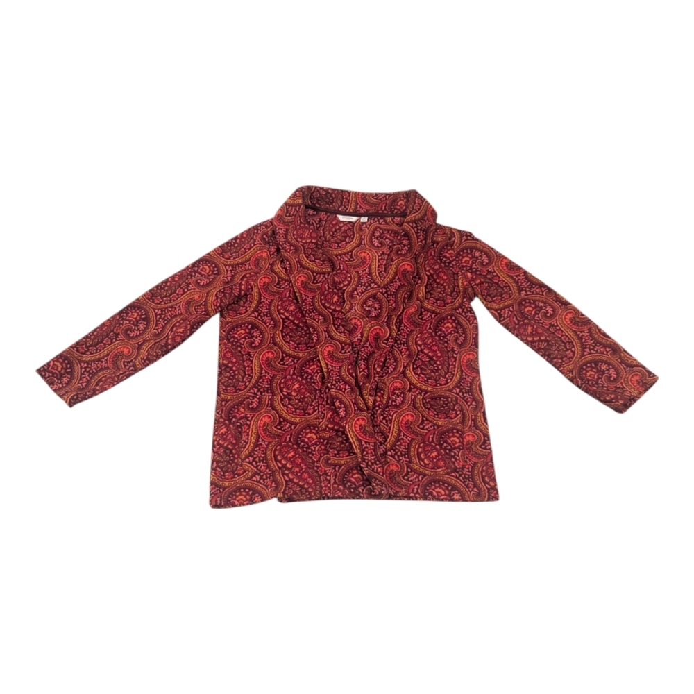 Liz Claiborne New York Printed Fleece Open Front Cardigan - Sz 1X